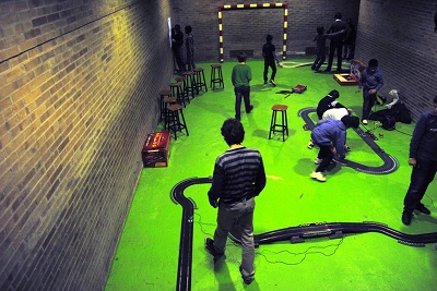 Les tres pistes del Scalextric a Valldaura